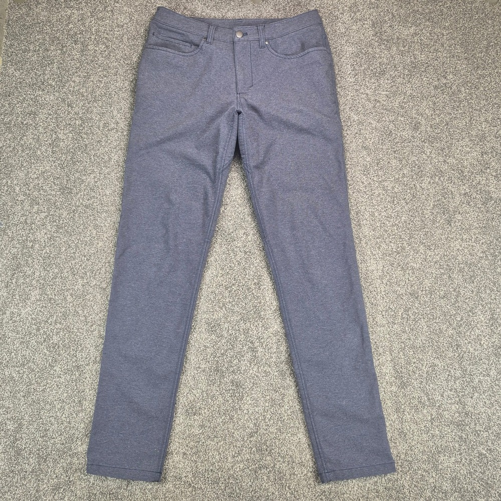 Lululemon ABC Pant Slim Mens 30 Tech Canvas Blue 5-Pocket Trousers 32" Inseam